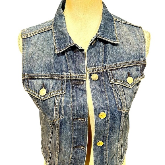 Rag & Bone medium indigo 100% cotton denim jean vest metal buttons size small - Picture 5 of 11